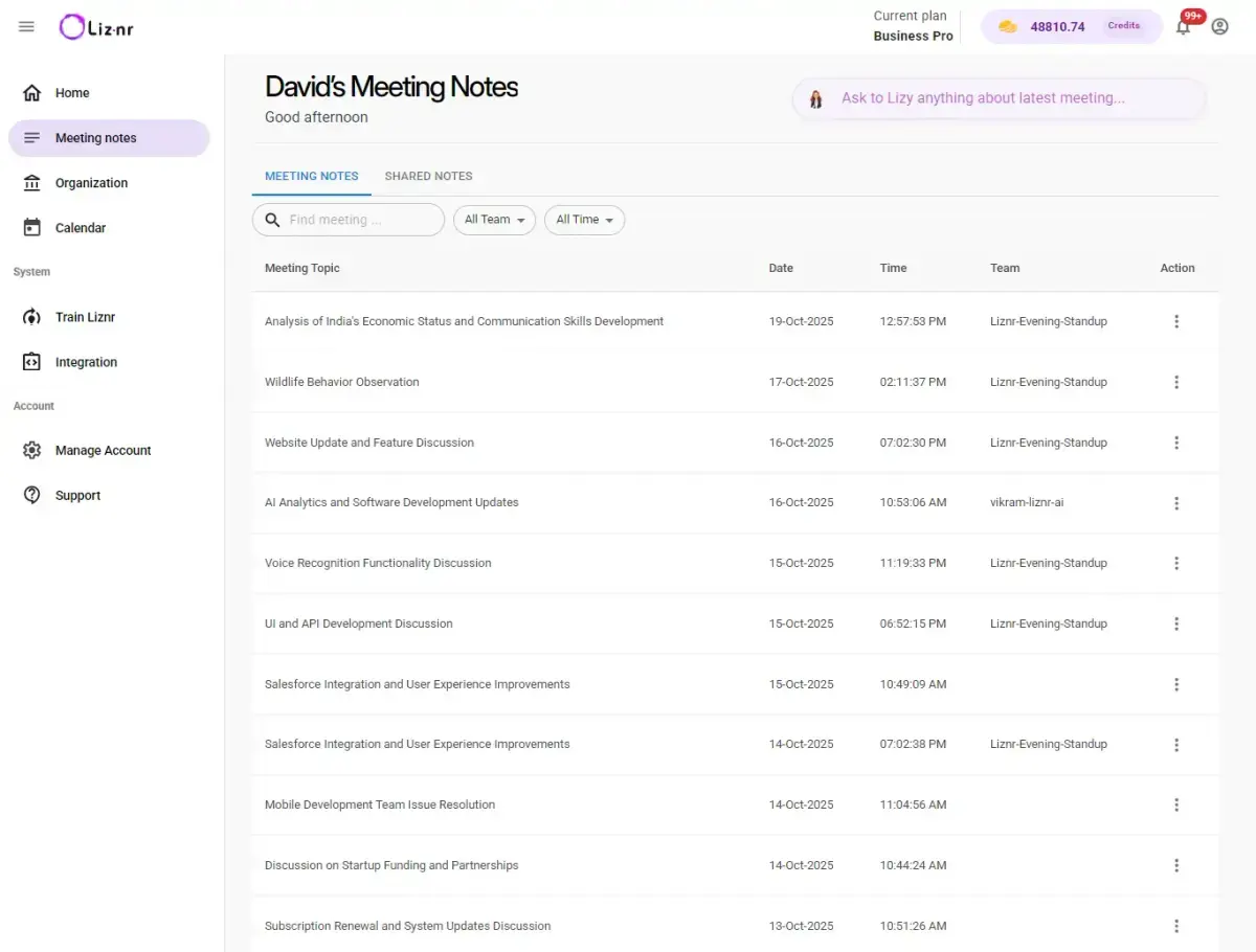 AI Meeting Assistant Recalling Discussions